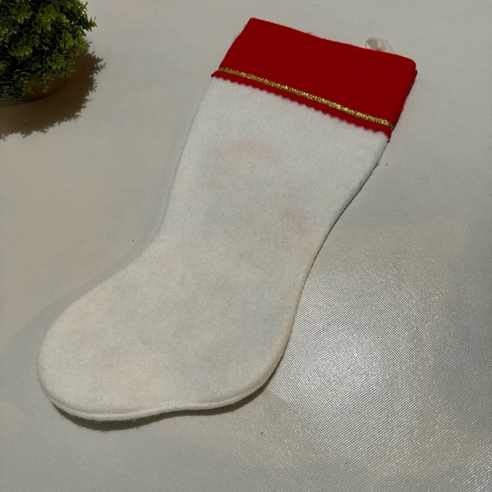 Vintage 80s 90s Puppy Candy Cane Graphic Felt Stocking Christmas Holiday Festive